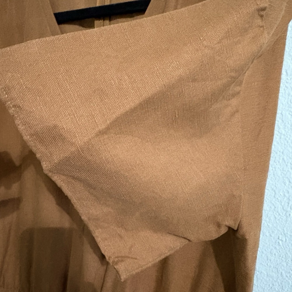 Eileen Fisher Organic Linen Lyocell Cropped Wide Leg Jumpsuit L Rust Brown Boho - Picture 5 of 16